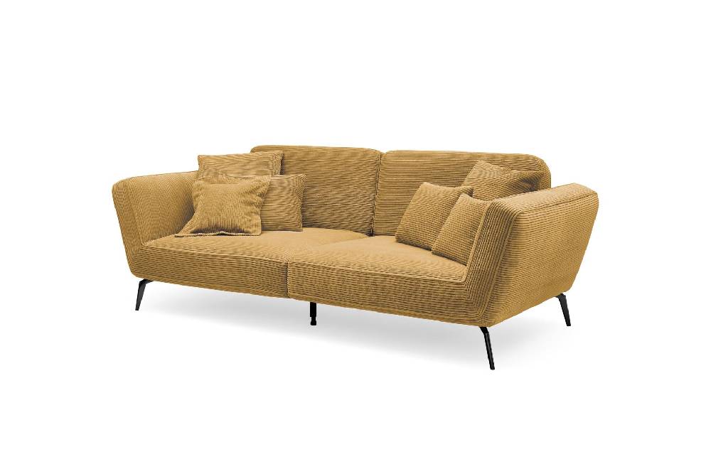 set one by Musterring Megasofa SO 4500 Lincoln 01 mustard,Sitzhöhe A (Standard), H 43 cm,Sitzkomfort PUR-Schaum (Standard),Fuß Metall schwarz matt braun | Fabrikpreis