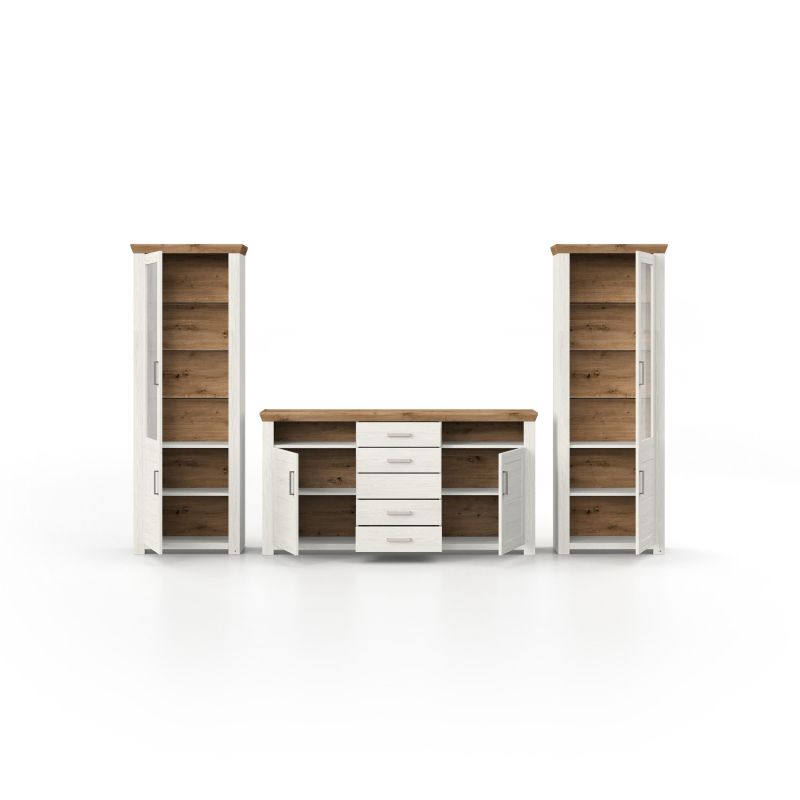 set one by Musterring Wohnwand york - Wohnen Vorschläge Pino-Aurelio-Nachbildung / Artisan-Eiche-Nachbildung weiß | Exklusivangebot