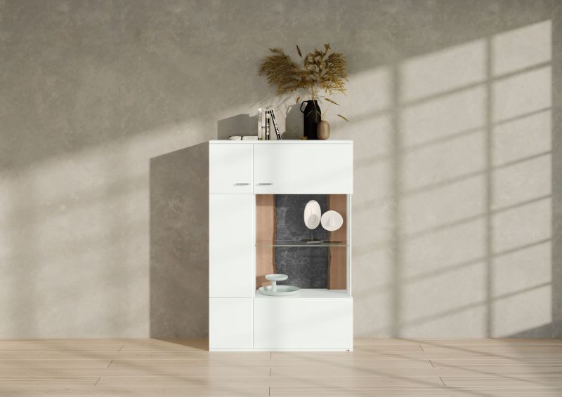 set one by Musterring Highboard tacoma Einzeltypen Korpus, Wandborde, TV-Bänke, Esstische und Couchtische: Weiß Arctic, F weiß | Muttertagsangebot