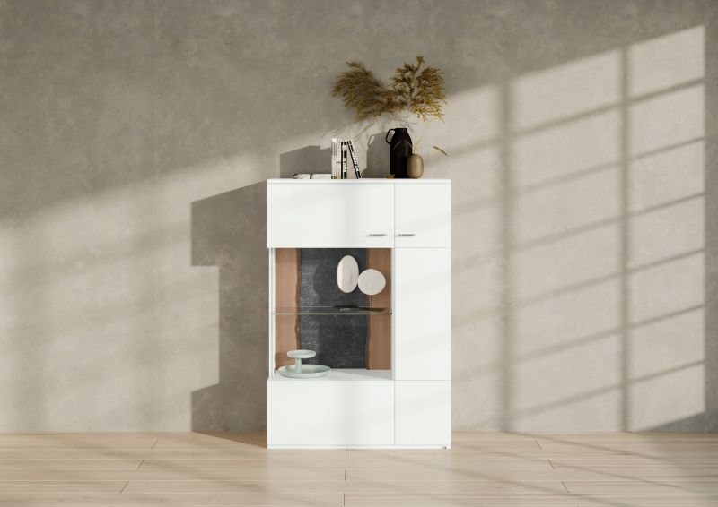 set one by Musterring Highboard tacoma Einzeltypen Korpus, Wandborde, TV-Bänke, Esstische und Couchtische: Weiß Arctic, F weiß | Vatertagsangebot