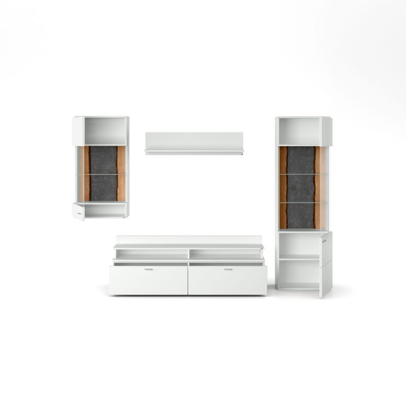 set one by Musterring Wohnwand tacoma Vorschläge Korpus, Wandborde, TV-Bänke, Esstische und Couchtische: Weiß Arctic, F weiß | Blitzangebot