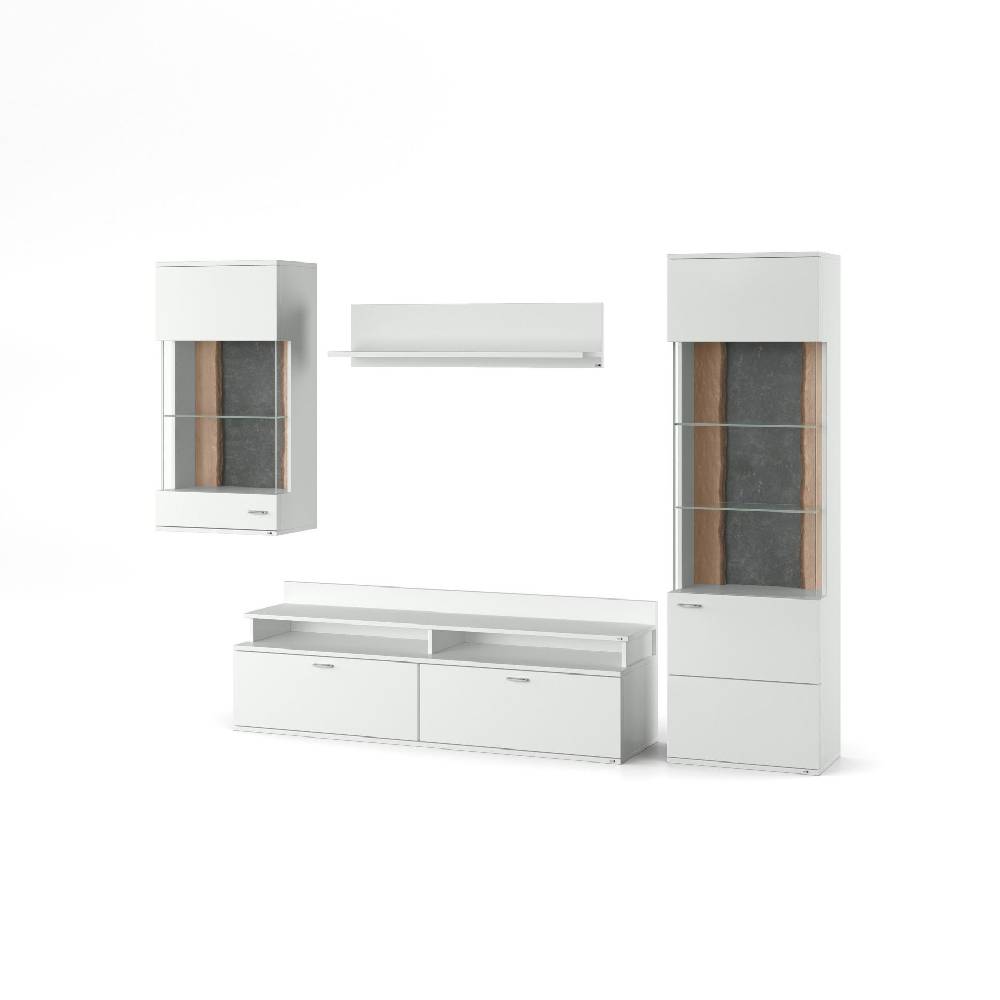 set one by Musterring Wohnwand tacoma Vorschläge Korpus, Wandborde, TV-Bänke, Esstische und Couchtische: Weiß Arctic, F weiß | Blitzangebot