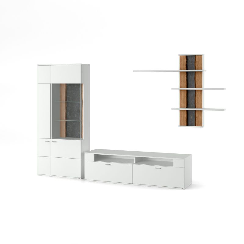 set one by Musterring Wohnwand tacoma Vorschläge Korpus, Wandborde, TV-Bänke, Esstische und Couchtische: Grafit, Fronte grau | Tägliche Deals
