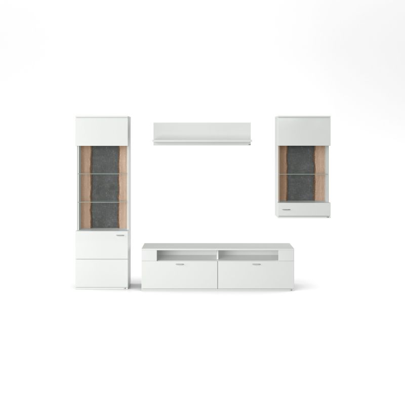 set one by Musterring Wohnwand tacoma Vorschläge Korpus, Wandborde, TV-Bänke, Esstische und Couchtische: Weiß Arctic, F weiß | Super Sparpreis