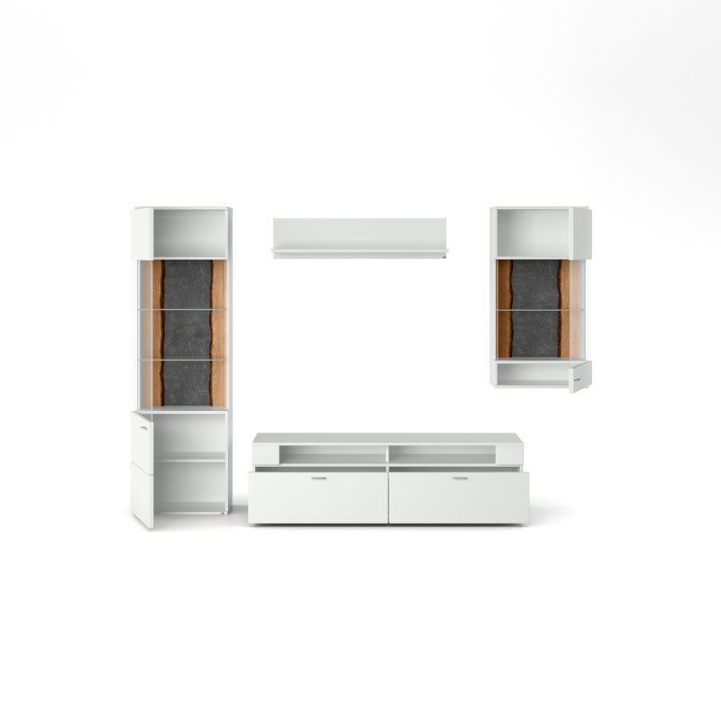 set one by Musterring Wohnwand tacoma Vorschläge Korpus, Wandborde, TV-Bänke, Esstische und Couchtische: Weiß Arctic, F weiß | Super Sparpreis