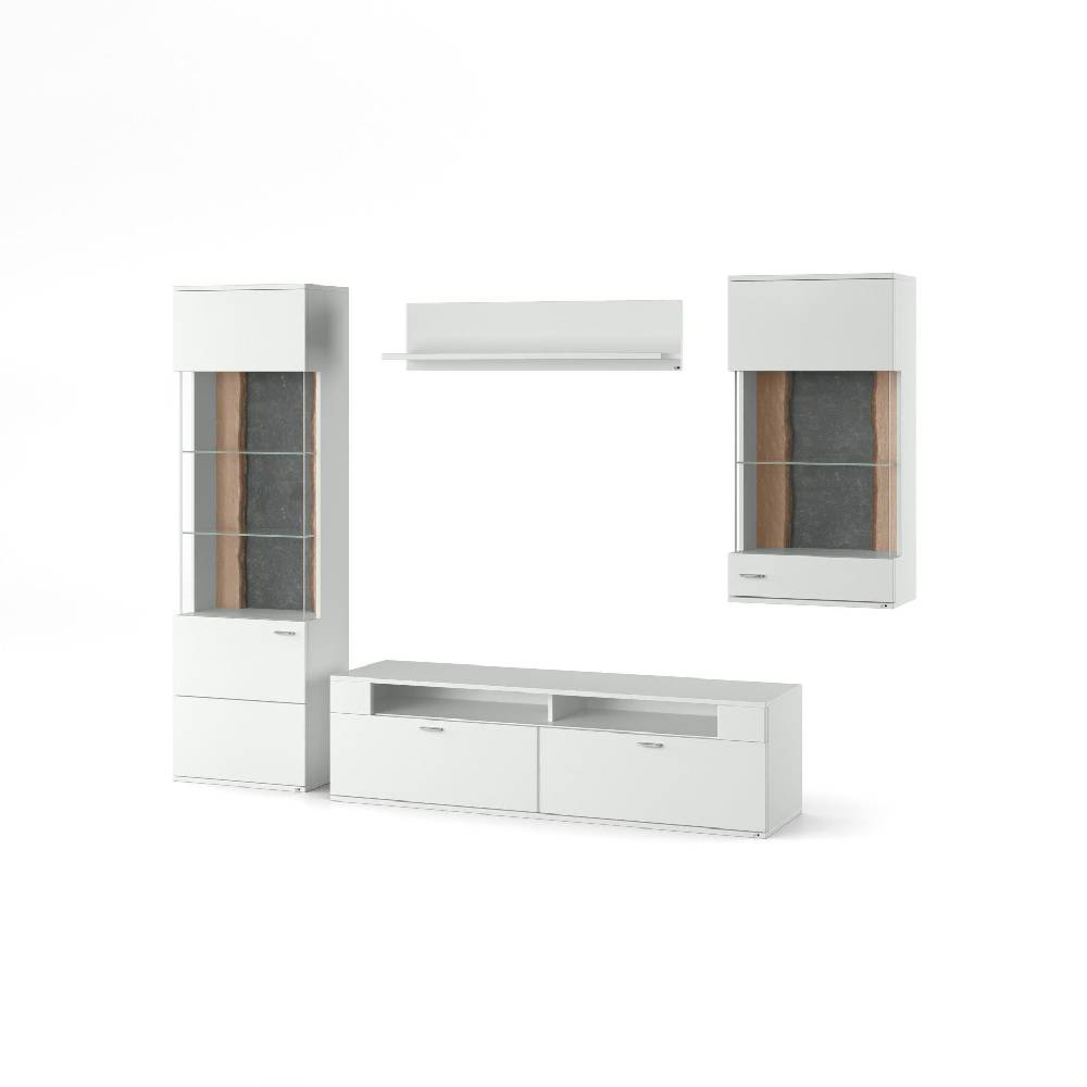 set one by Musterring Wohnwand tacoma Vorschläge Korpus, Wandborde, TV-Bänke, Esstische und Couchtische: Weiß Arctic, F weiß | Super Sparpreis