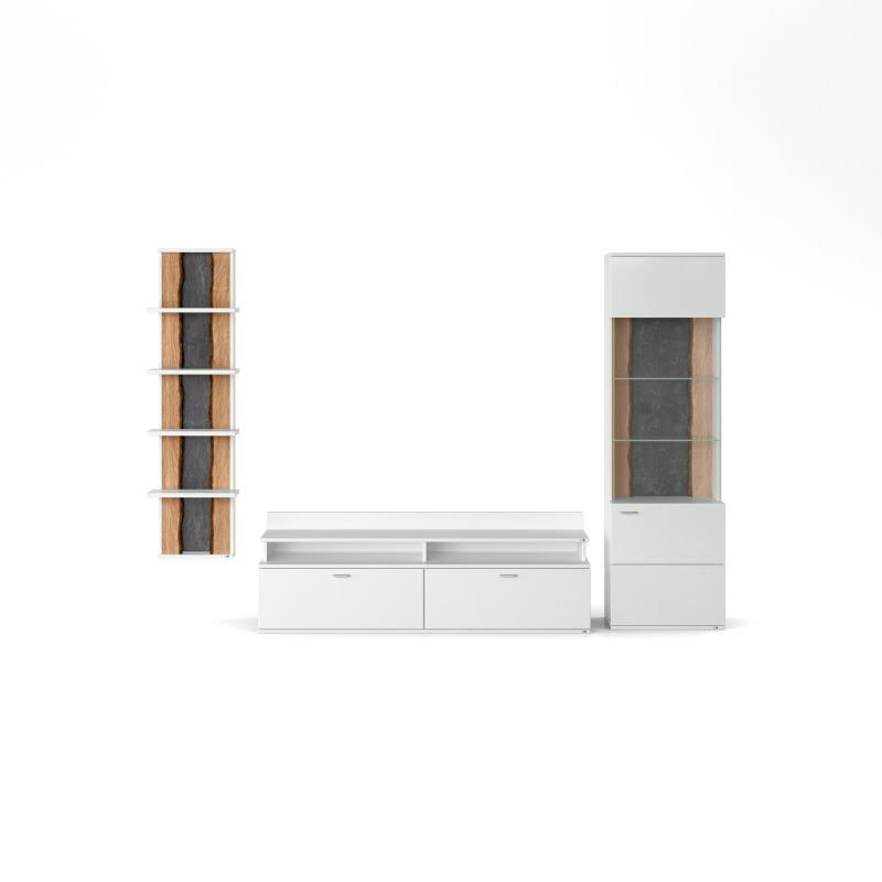 set one by Musterring Wohnwand tacoma Vorschläge Korpus, Wandborde, TV-Bänke, Esstische und Couchtische: Weiß Arctic, F weiß | Wochenangebot