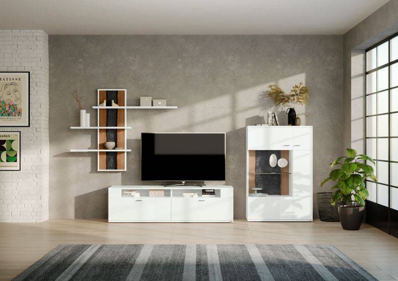 set one by Musterring Wohnwand tacoma Vorschläge Korpus, Wandborde, TV-Bänke, Esstische und Couchtische: Weiß Arctic, F weiß | Letzte 2 Tage