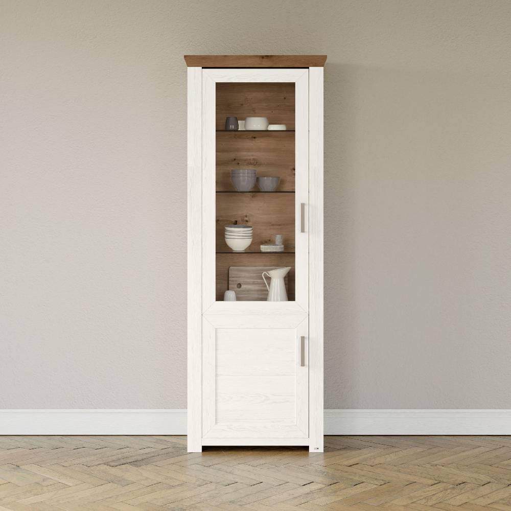 set one by Musterring Vitrine york - Wohnen Einzeltypen Pino-Aurelio-Nachbildung / Artisan-Eiche-Nachbildung weiß | 50% Rabatt mit kostenlosem Versand