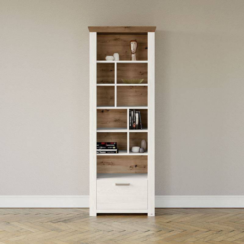 set one by Musterring Vitrine york - Wohnen Einzeltypen Pino-Aurelio-Nachbildung / Artisan-Eiche-Nachbildung weiß | Clearance-Verkauf