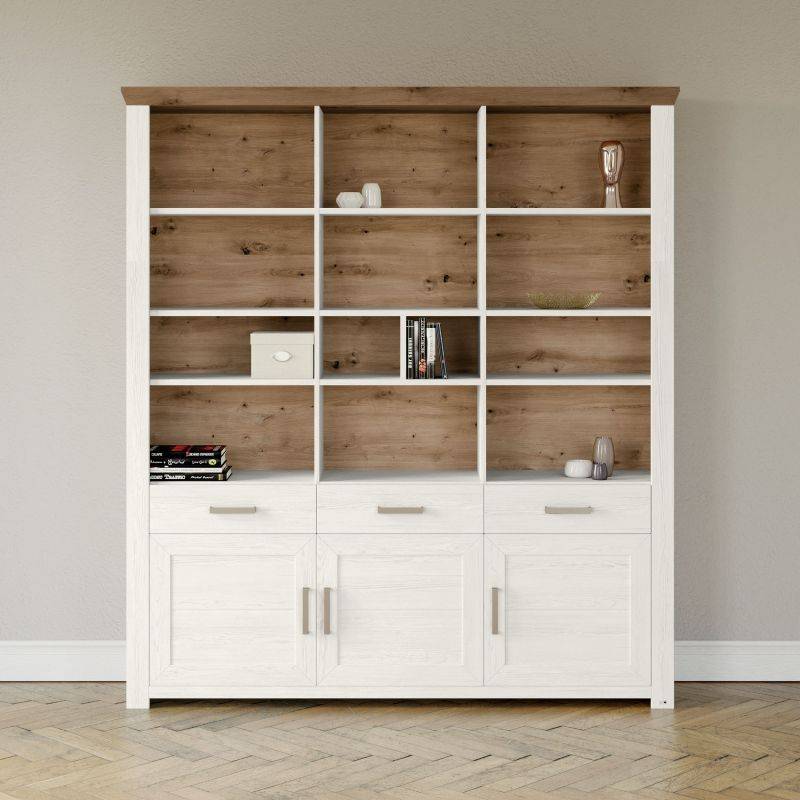 set one by Musterring Vitrine york - Wohnen Einzeltypen Pino-Aurelio-Nachbildung / Artisan-Eiche-Nachbildung weiß | Kostenloser Versand international