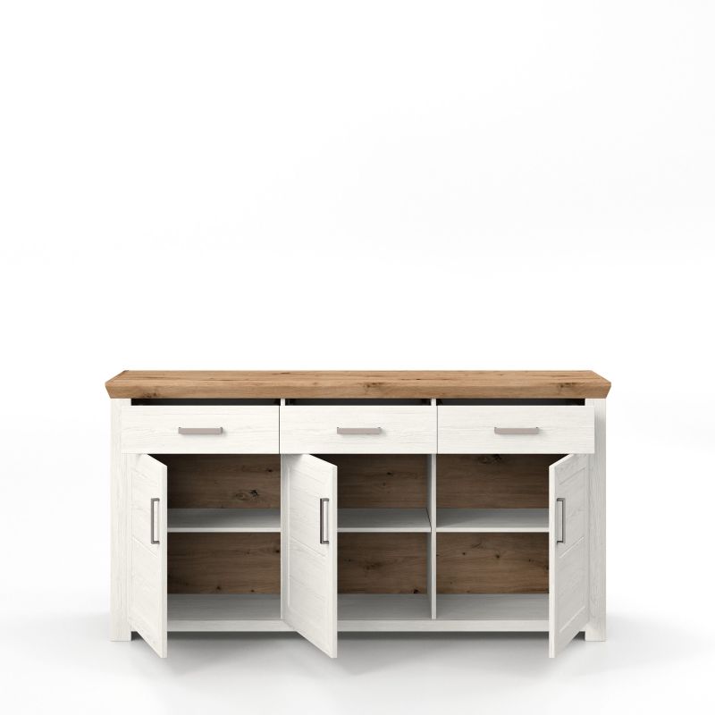 set one by Musterring Sideboard york - Wohnen Einzeltypen Pino-Aurelio-Nachbildung / Artisan-Eiche-Nachbildung weiß | Auslauf