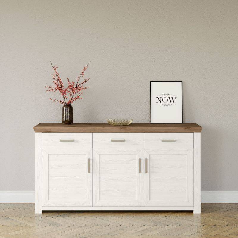 set one by Musterring Sideboard york - Wohnen Einzeltypen Pino-Aurelio-Nachbildung / Artisan-Eiche-Nachbildung weiß | Auslauf