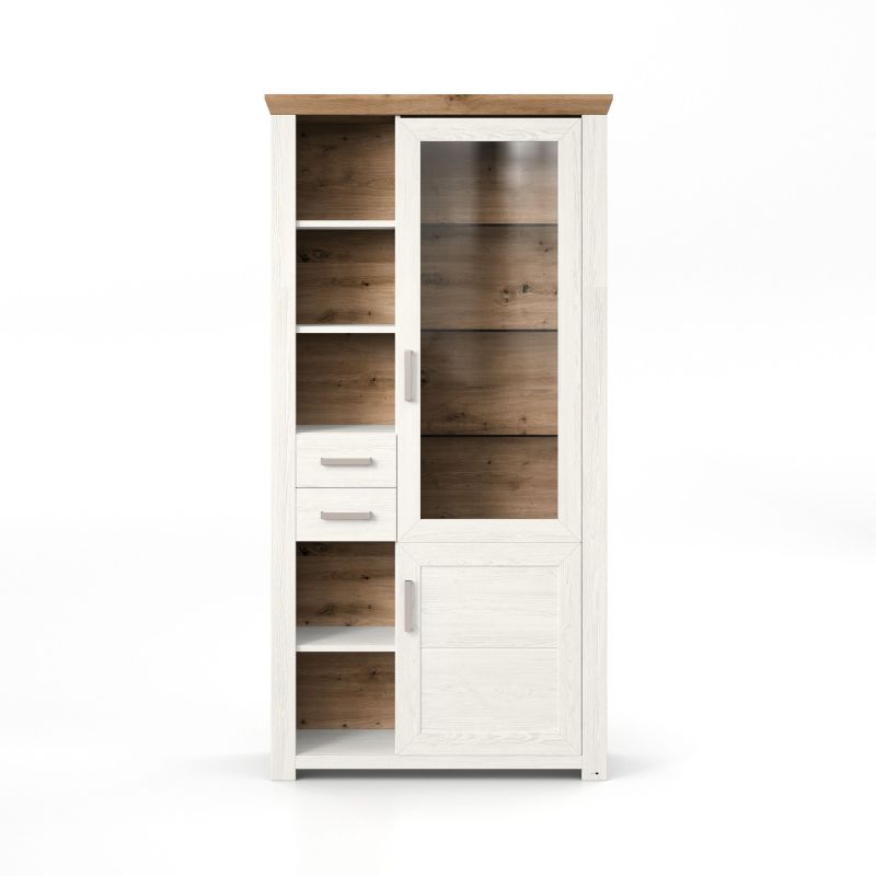 set one by Musterring Vitrine york - Wohnen Einzeltypen Pino-Aurelio-Nachbildung / Artisan-Eiche-Nachbildung weiß | Schlussverkauf
