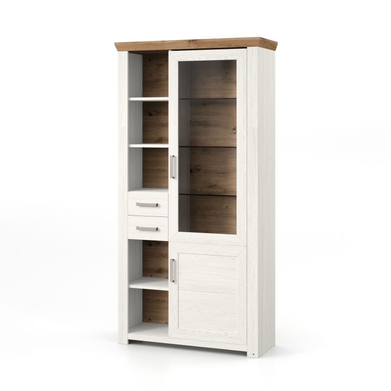 set one by Musterring Vitrine york - Wohnen Einzeltypen Pino-Aurelio-Nachbildung / Artisan-Eiche-Nachbildung weiß | Schlussverkauf