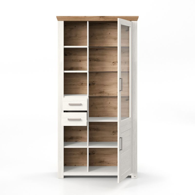 set one by Musterring Vitrine york - Wohnen Einzeltypen Pino-Aurelio-Nachbildung / Artisan-Eiche-Nachbildung weiß | Schlussverkauf