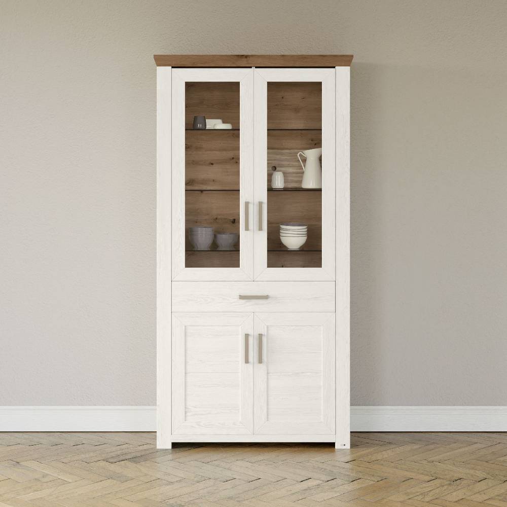 set one by Musterring Vitrine york - Wohnen Einzeltypen Pino-Aurelio-Nachbildung / Artisan-Eiche-Nachbildung weiß | Limitierter Zeitrabatt