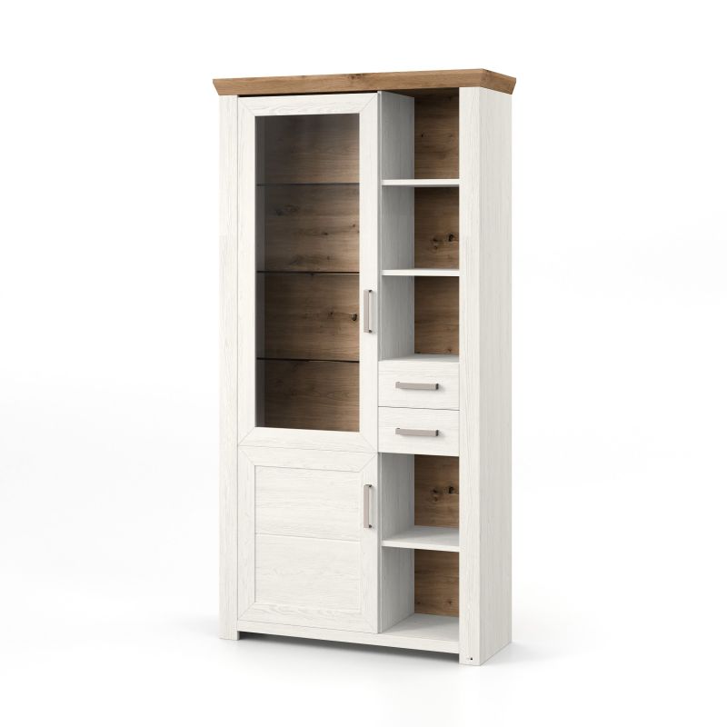 set one by Musterring Vitrine york - Wohnen Einzeltypen Pino-Aurelio-Nachbildung / Artisan-Eiche-Nachbildung weiß | Rabatt