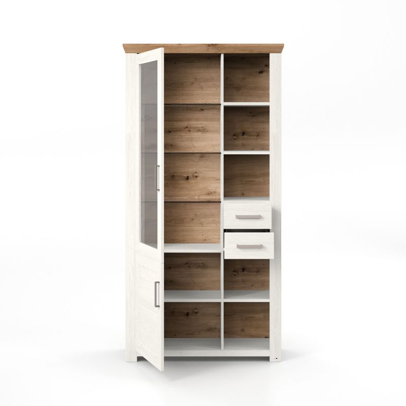 set one by Musterring Vitrine york - Wohnen Einzeltypen Pino-Aurelio-Nachbildung / Artisan-Eiche-Nachbildung weiß | Rabatt