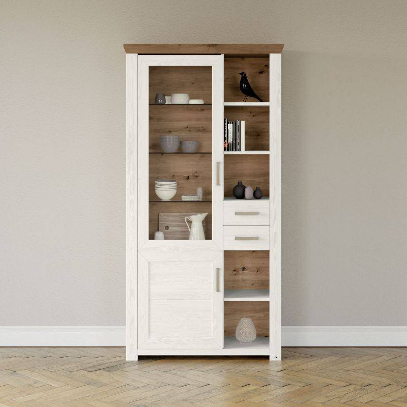 set one by Musterring Vitrine york - Wohnen Einzeltypen Pino-Aurelio-Nachbildung / Artisan-Eiche-Nachbildung weiß | Rabatt