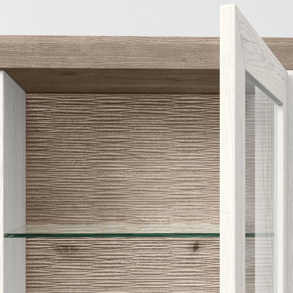 set one by Musterring Glasvitrine york - Wohnen Einzeltypen Pino-Aurelio-Nachbildung / Eiche-Nelson-Nachbildung braun | Black Friday
