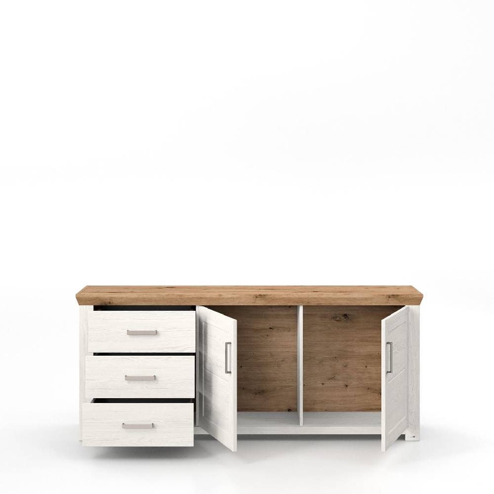 set one by Musterring Sideboard york - Wohnen Einzeltypen Pino-Aurelio-Nachbildung / Artisan-Eiche-Nachbildung weiß | Blitzangebot