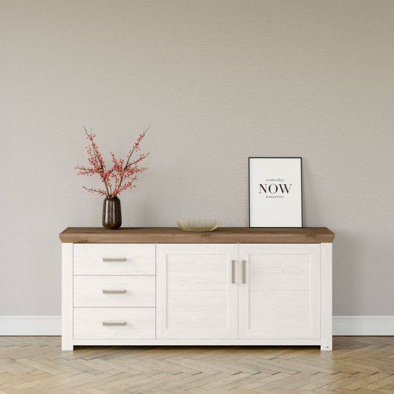 set one by Musterring Sideboard york - Wohnen Einzeltypen Pino-Aurelio-Nachbildung / Artisan-Eiche-Nachbildung weiß | Blitzangebot