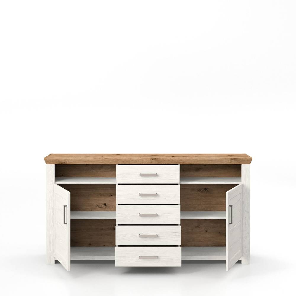 set one by Musterring Sideboard york - Wohnen Einzeltypen Pino-Aurelio-Nachbildung / Artisan-Eiche-Nachbildung weiß | Große Rabatte