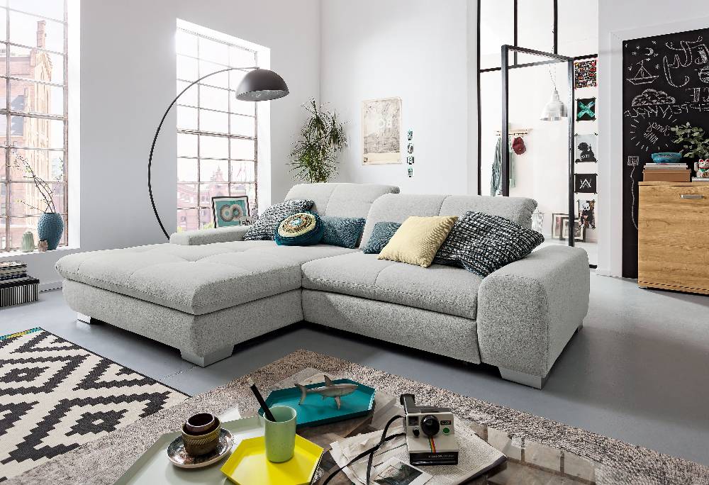 set one by Musterring Ecksofa SO 1200 Vorschlag 1 Sitzkomfort Standard,Armlehne B,Fuß C 250 (H 6,5 cm) Chrom,GBA 9 agate grey grau | Neueste Stile