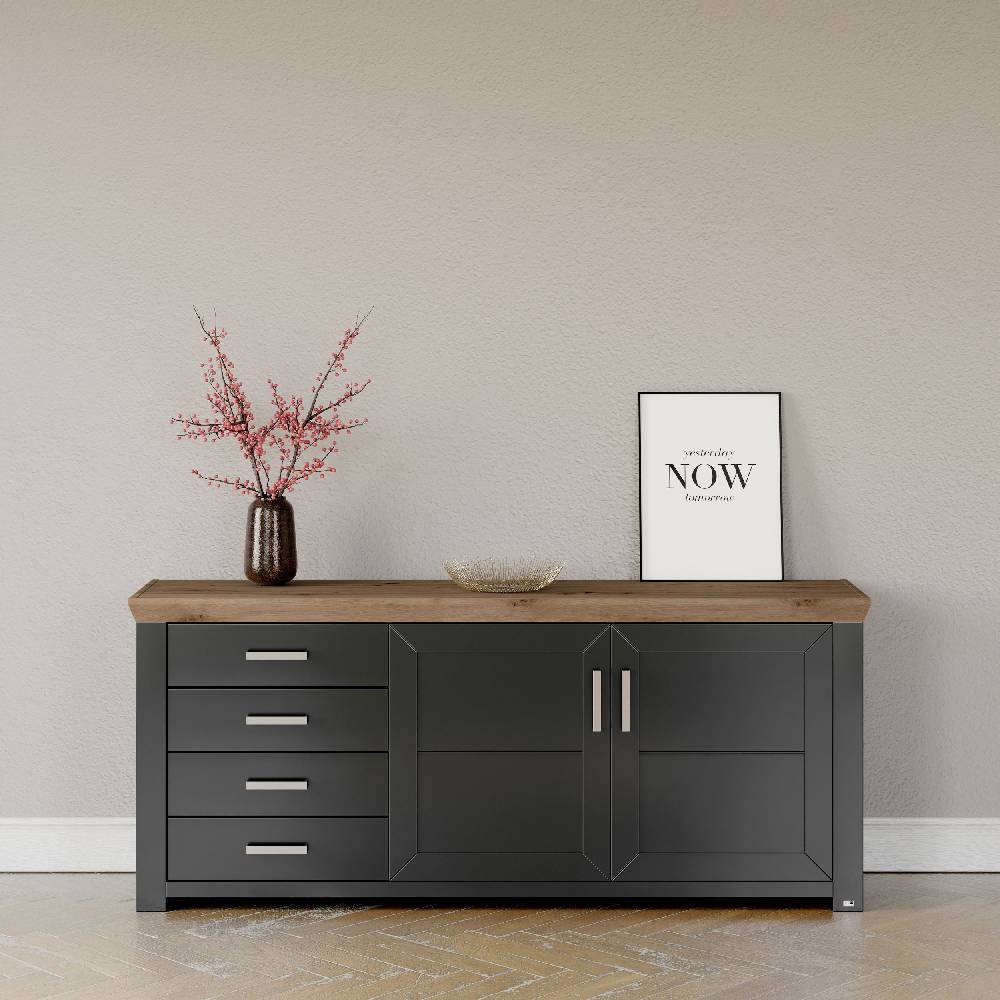 set one by Musterring Sideboard york - Wohnen Einzeltypen Graphite / Artisan-Eiche-Nachbildung grau | Blitzangebot